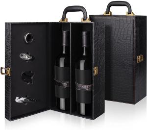 China Handmade Premium Leather Wine Box With Wine Accessory Wine Carrier Case on sale