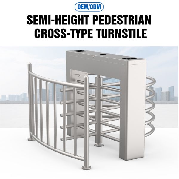 304 Stainless Steel Semi-Automatic Cross Semi-Height Turnstile with Face Recognition Support