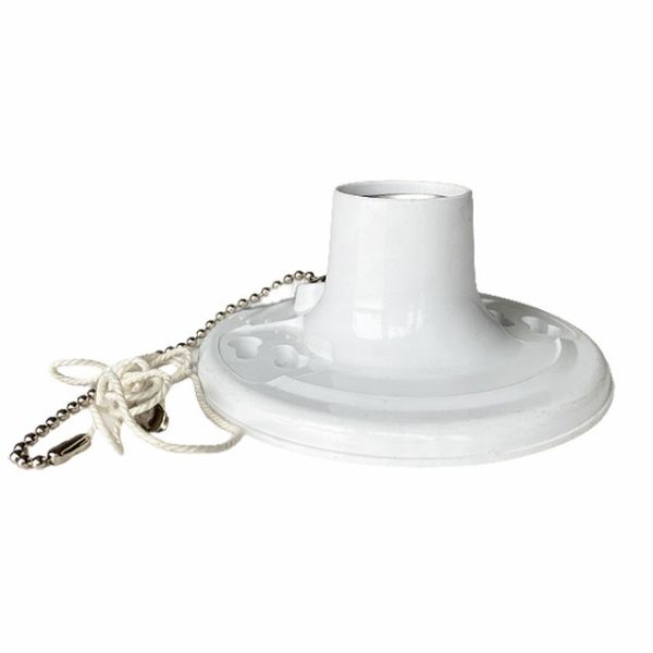 4.5" E26/27 White Plastic Lamp Holder With Switch Chain