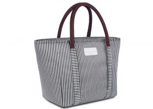 China Oxford Cloth Large Insulated Tote Striped Thermal Tote Bag Waterproof on sale