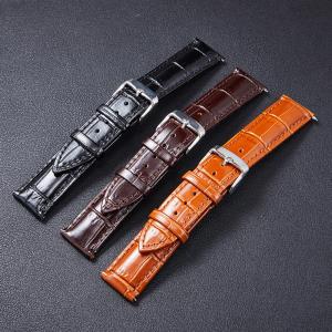 China 2020 leather strap shiny double-sided leather strap quick release switch raw ear watch with pin buckle strap watch acces on sale
