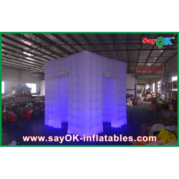 Professional Photo Studio Purple Cube Inflatable Photo Booth Tent 2 Doors Bottom Led Light