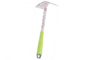 China Floral garden tools green plastic handle Iron printing prink two useful hoe toys kid good on sale