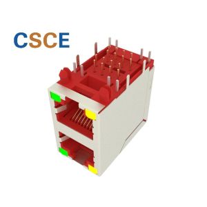 RoHS CE Stacked RJ45 Connectors 2*1 Ethernet RJ45 Modular Female Pcb Jack