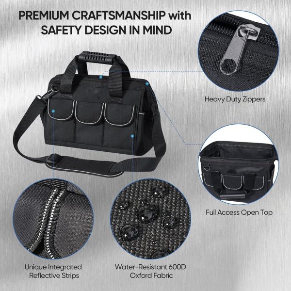 Waterproof Multi-Pockets Bag Soft Bottom Adjustable Shoulder Strap With Safety Reflective Straps
