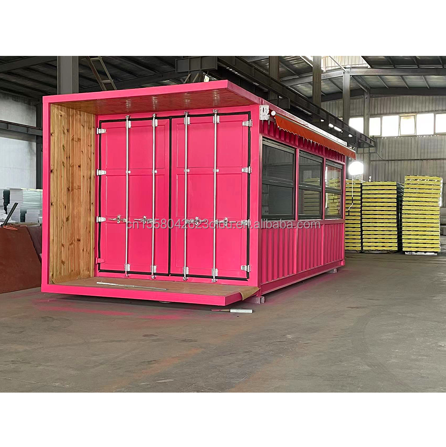 20ft Flat Mobile Container Shop Store Coffee Retail Stall featuring 50mm Wave Sandwich Panel Wall for in Hotel