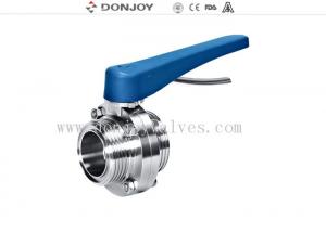 Quality SS 304 / 316 sanitary level three-way butterfly valve with plastic multi-position handle for sale