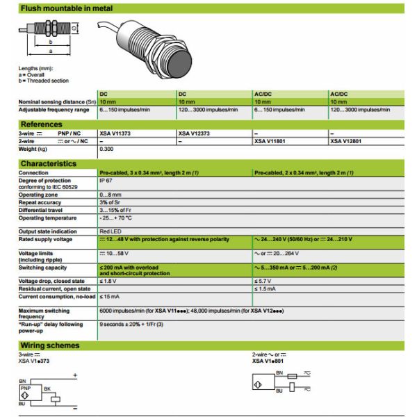 Industry IP67 Inductive Proximity Sensor XSAV11373 For Speed Control
