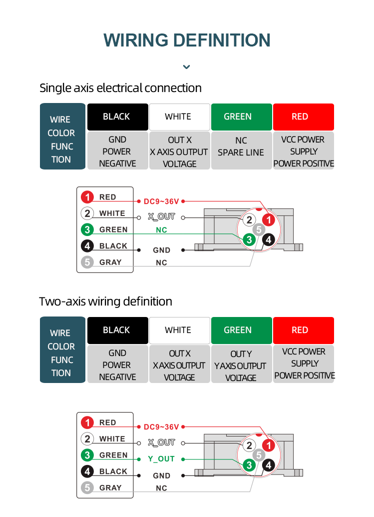 9V Single Axis Analog Inclinometer Sensor Voltage