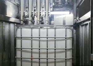 China Four Nozzles IBC Automatic Liquid Pallet Filling Machine With Driven Conveyor on sale