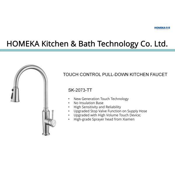 High Arch One Touch Kitchen Faucet Anti Clogging Nozzle Kitchen Pull Out Tap
