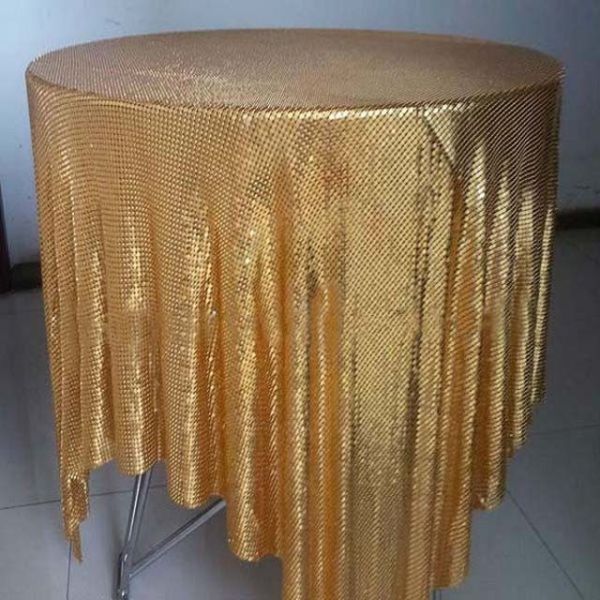 Top quality hot sale cheap Gold Color Metallic Sequin Cloth metal Mesh curtain Fabric for clothing