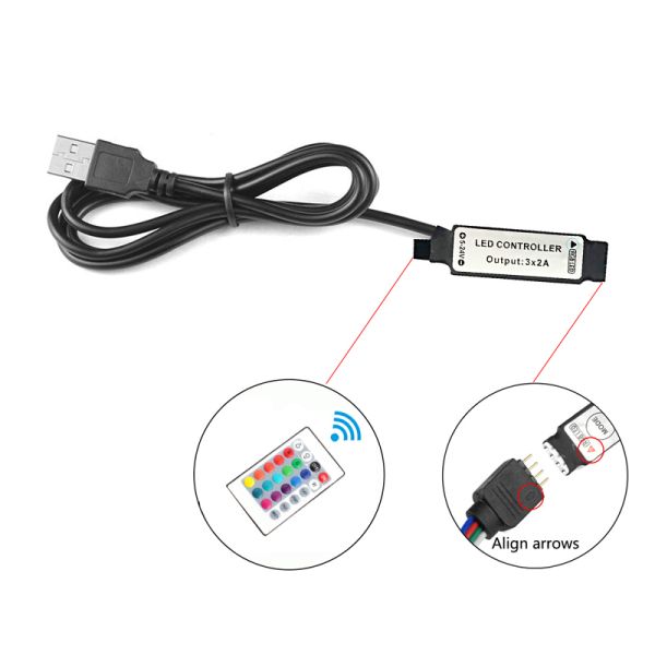 24 Keys LED Mini Controller IR Remote Control With USB 5V Powered