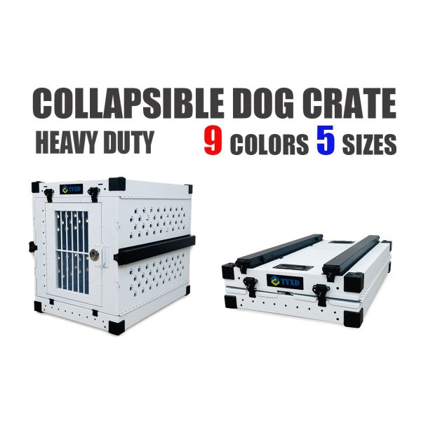Travel Impact Collapsible Dog Crate 34 Inch Rustproof With Stackable Corner