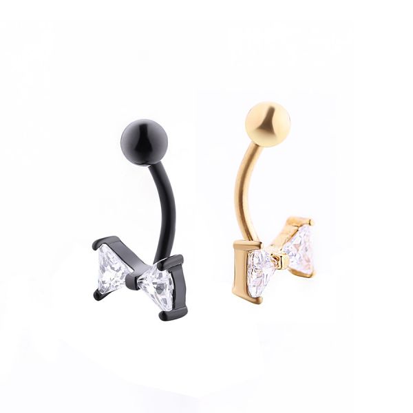 Internally Thread Prong Set CZ Belly Button Ring Dangle Body Piercing Jewelry Titanium