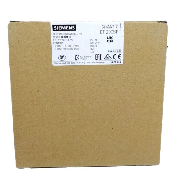 SIEMENS PLC SIMATIC S7-1500 CPU CPU 1512SP F-1 PN 6ES7512-1SK01-0AB0 CENTRAL PROCESSING UNIT WITH
