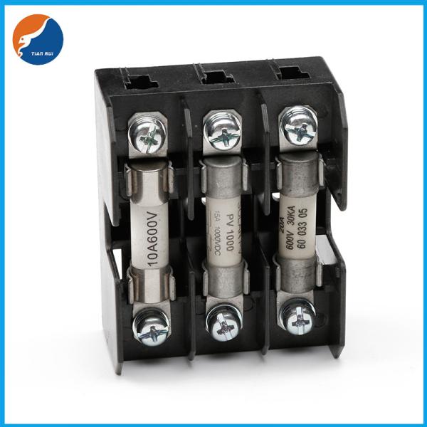 3 Poles Supplemental Modular Ferrule 3P Fuse Block For High Speed 32A 10x38mm