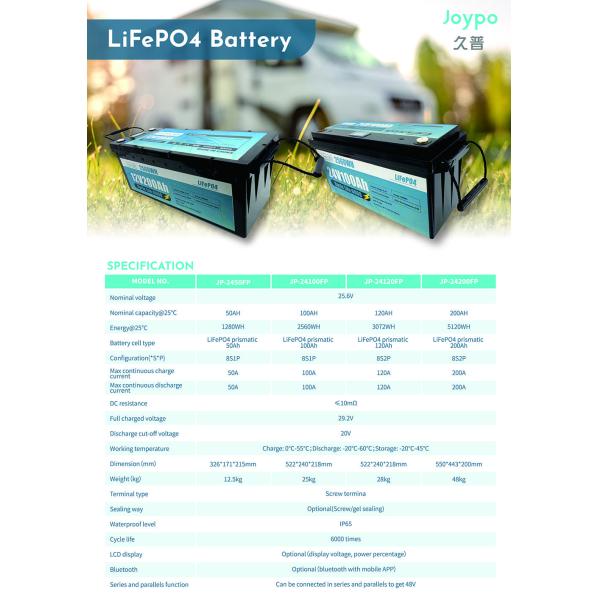 100Ah 200Ah Lithium Ion LiFePO4 Battery 24 Volt Deep Cycle Battery For RV Campers