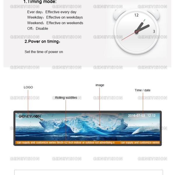 Bar Wall Mount Full HD Ultra Wide Android Stretched Lcd Display 57.5 Inch 700cd / M2 Brightness