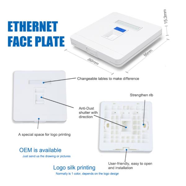 Sgs Single Double Port Rj45 Wall Network Faceplate Socket Oem / Odm