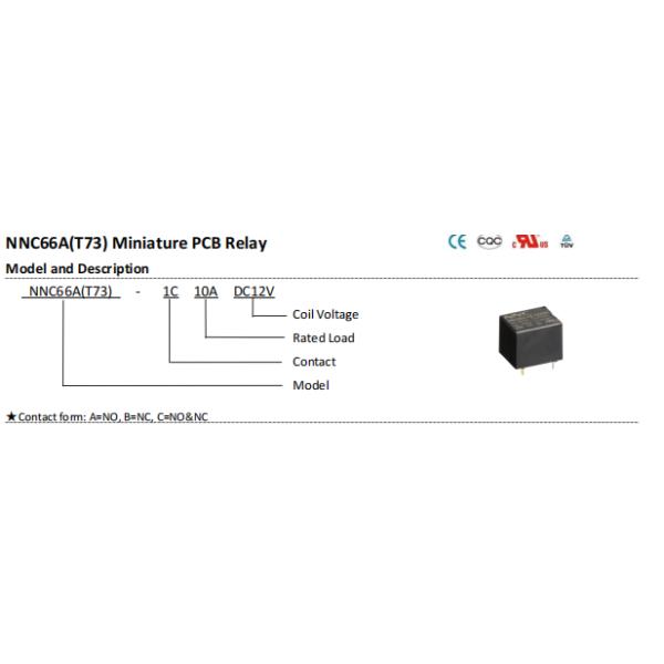 NNC PCB Relay NNC66A high dc voltage relay for Car Charging pile Solar Energy
