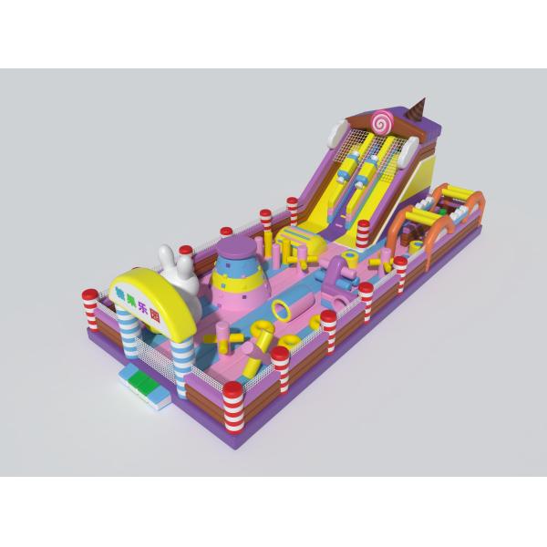 Quality Candy Theme Inflatable Castle With Big Slides Obstacles Castle for sale