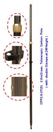 Black CPP 2M-2T 2m GPS Carbon Fiber Pole
