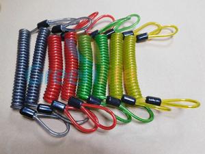 Quality Multicolours High Security Stainless Steel Tooling Coiled Lanyards with Double Loop Ends for sale
