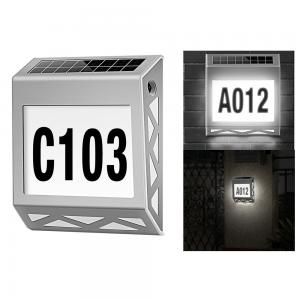 China DC 4V Outdoor Solar House Number LED Door Sings Wall Stainless Steel 500mAh on sale