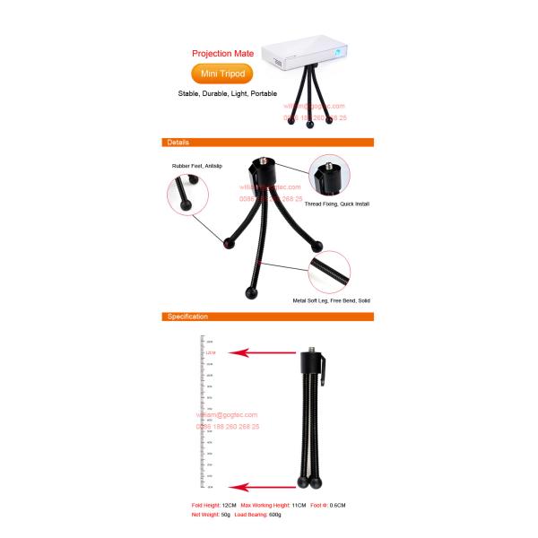 Soft leg tripod mini pico portable projector bracket lift mount support height adjustable