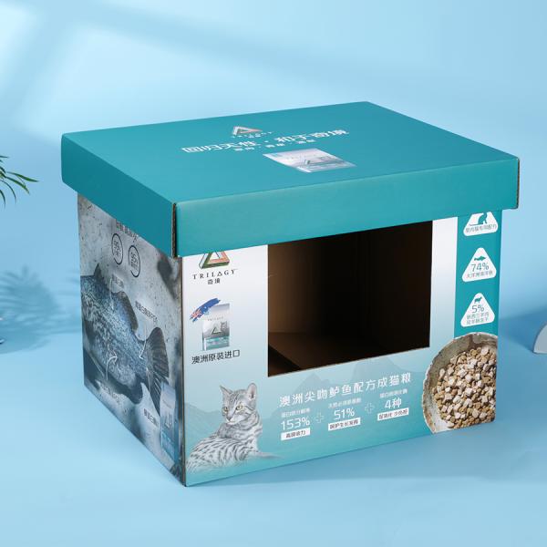 Cardboard Product Display Boxes For Cat Food , Corrugated Board Display Cases With Lids