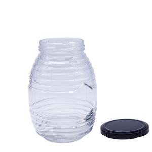China Personalized Custom 2Oz 3Oz 100Ml 500Ml 1000Ml Transparent Glass Honey Jar With Metal Lid on sale
