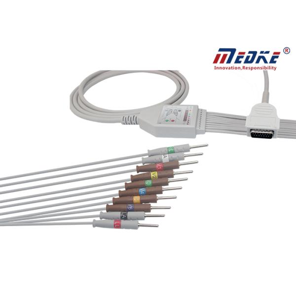 Burdick compatible EKG Cable with 10 leads AHA Fixed Needle 007704 012-0844-01