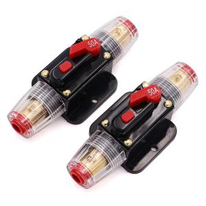 China 50 Amp Panel Mount Circuit Breakers Manual Reset Inline Fuse Holder 24V 12V 50A Audio Breakers on sale