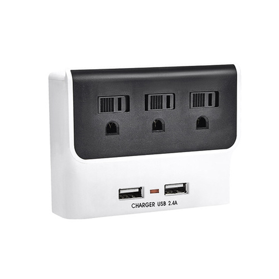 Wall Power Socket And Wall Tap One Input 3 Outlet 2 USB Surge UL cUL passed