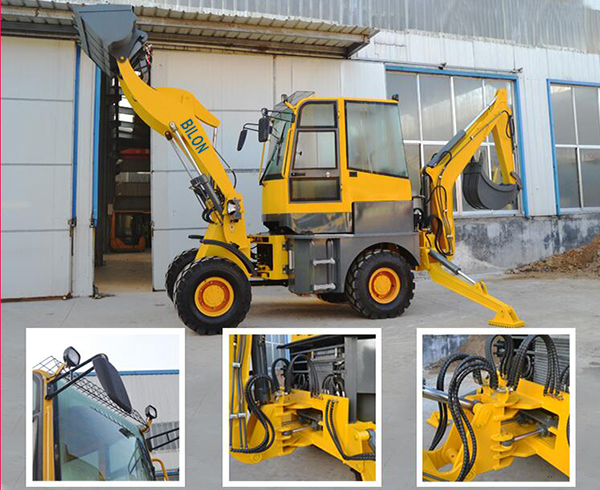 4x4 Small Backhoe Loader With Adjustable Seat / Stable Performance