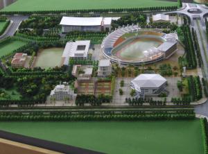 Quality Architectural Model of a Sports Complex with Stadiums, Courts, and Landscaped Areas for Presentations for sale