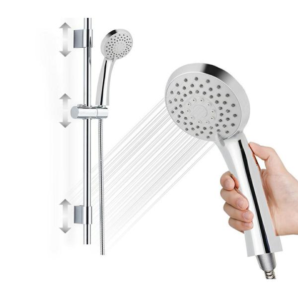 Round Water Saving Bathroom Shower Head Three Function Smoothy Rotation Thumb Tab