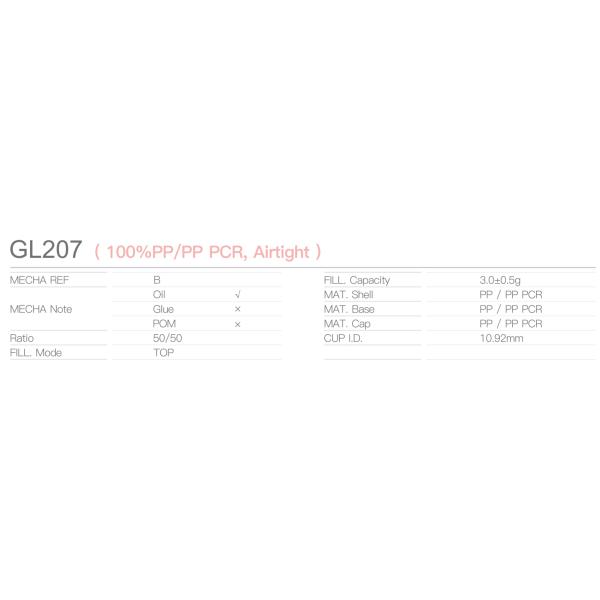 72MM Height 17.05MM Dia Airtight Empty Lipstick 100% PP/PP PCR GL207