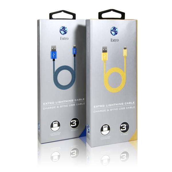 Buy Recycled Foldable Electronic Data Cable Packaging Box With Plastic Handle at wholesale prices