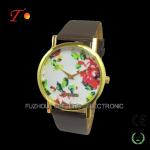 Vogue and classic design colorful leather band for women with flower rose dial