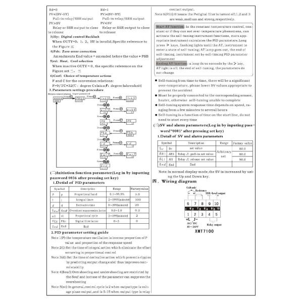 XMT7100 48*24mm Multi-function Intelligent Programmable PID Digital Display Temperature Controller 1300C