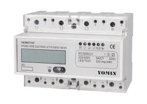 CT / 5A 3 Phase Active Din Rail KWH Meter With Pulse Output  & Liquid Crystal Display