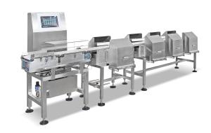 Quality Horizontal Weight Sorter Machine With Pusher Rejector PLC Control for sale