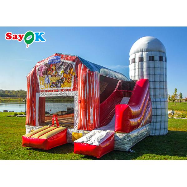 Farmyard Toddler Obstacle Inflatable Water Slide With Bounce House Blow Up Barn Playground