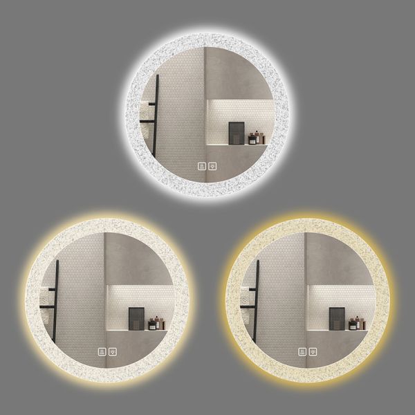 Modern Design Smart Round LED Lighted Bathroom Makeup Mirror with Touch Switch for Home Hotels Commercial Use for Apartments
