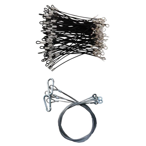 Stainless Steel Cable Lanyard Plastic Coated With Loop And Eyelet Terminal Ends
