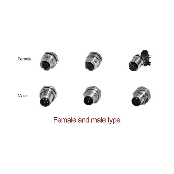 Industrial M12 3 - 17 Pin A B Code Sensor Solder Pcb Screw Thread M8 M12 Wall Mount Connector