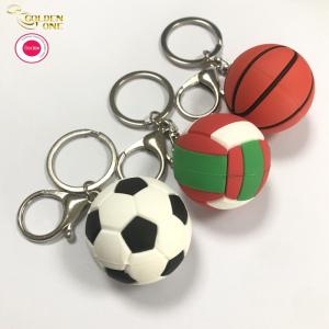 China Rubber 3D PVC Key Chain Soft Basketball Volleyball Soccer Silicone Key Ring For Gift on sale