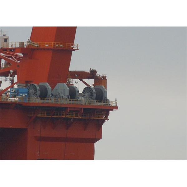 Red 10 Ton Rope Winch Machine , Grooved Drum Winch Automatic Rope Arrangement